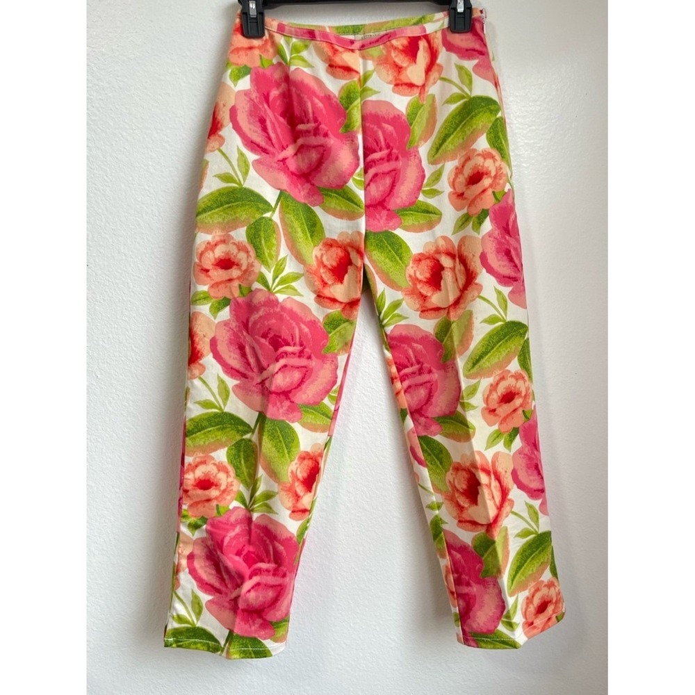 St. John's Bay Pink & Green Floral Resort Vacation Tropical Capri Garden Size 6